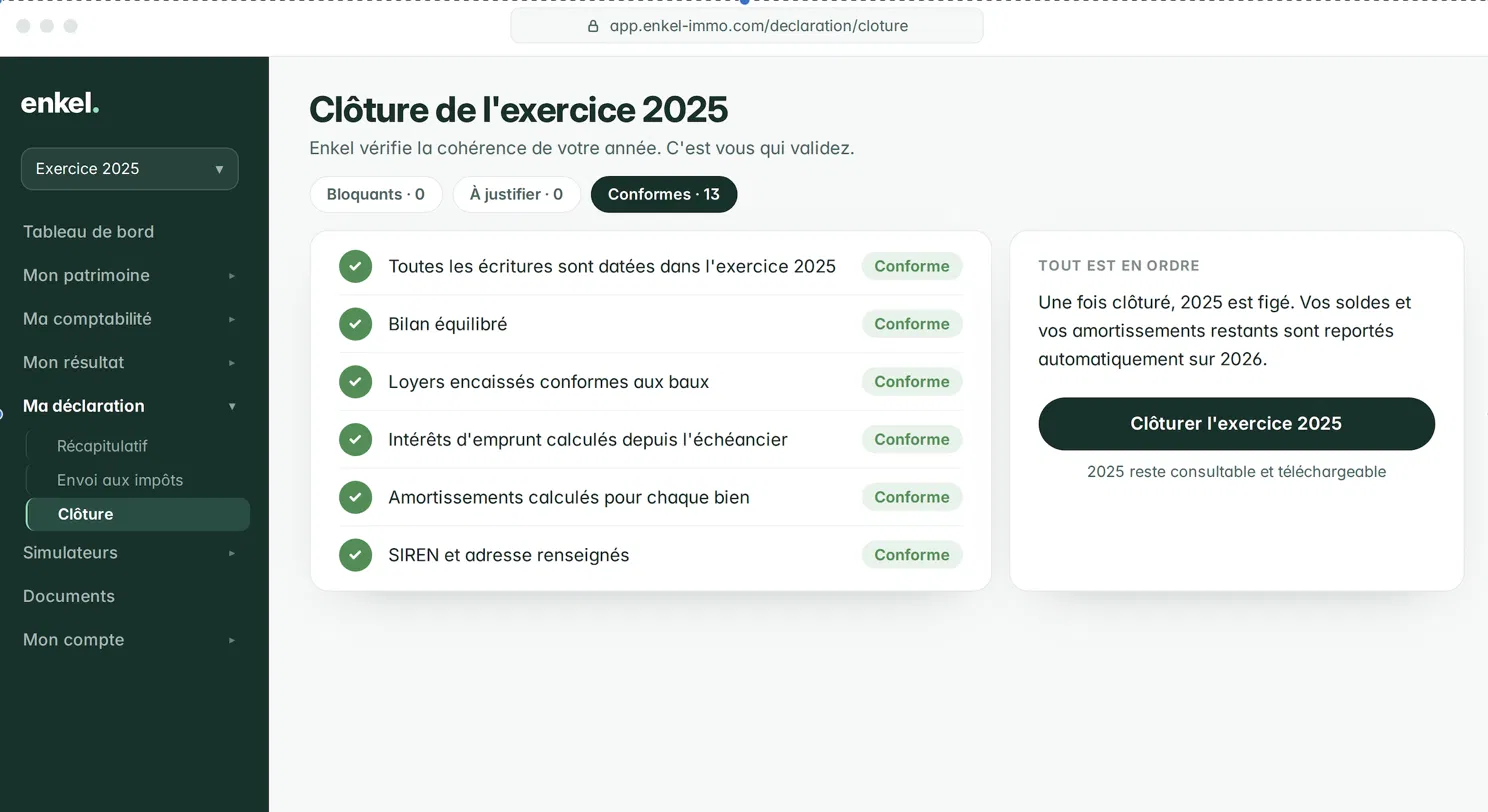 Clôture de l'exercice dans Enkel Immo